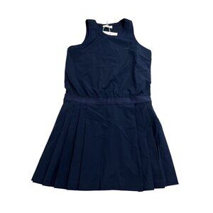 An Action A Day Romee Pleated Waist Sleeveless Dress in Navy Blue